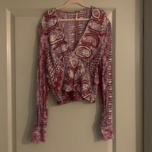 Freepeople Red and Pink Printed Crop Top